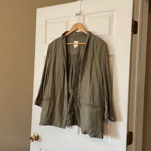 2 for $10 LC Open Front Olive Blazer— size XL